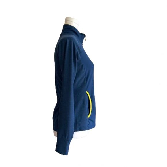 Slazenger Blue Yellow Trim Zip Front Pockets Golf Active Workout Jacket Size XS - Picture 7 of 13